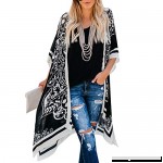FUNOC Womens Kimono Cardigan Boho Beach Chiffon Shawl Cover up Long Coat Blouse Black B07GGF5ZYK